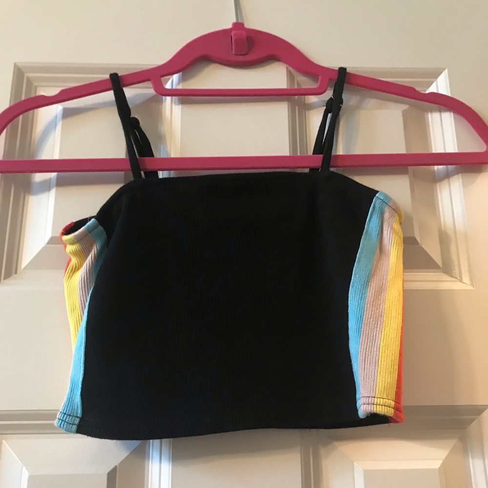 black and rainbow crop top super cute